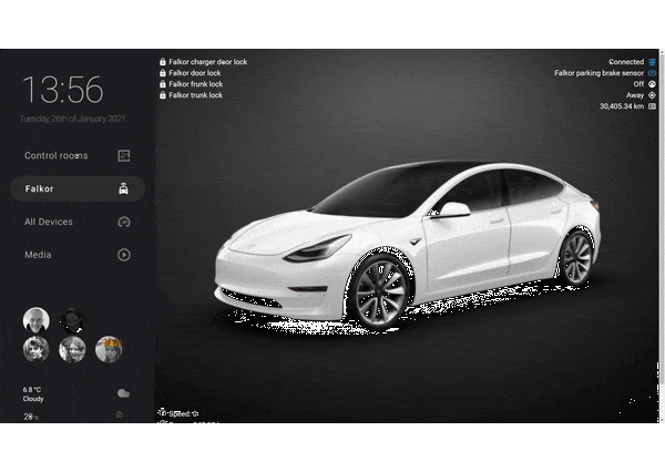 Tesla dashboard voorbeeld